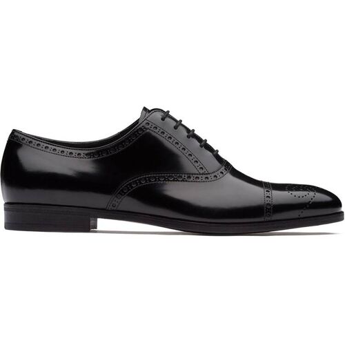 Prada Oxford-Schuhe aus gebürstetem Leder – Schwarz 5.5/10 Male