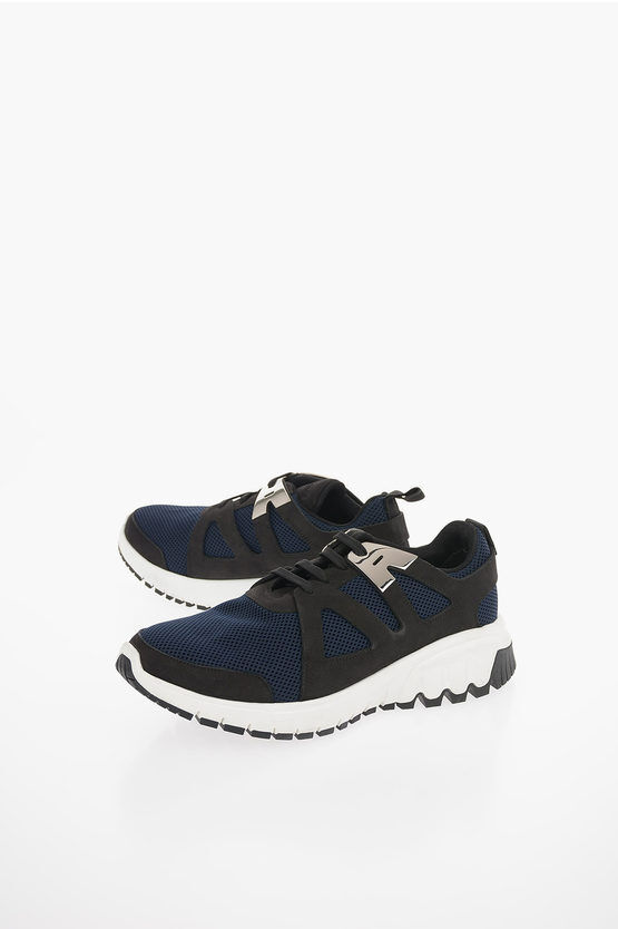 Neil Barrett Fabric and Leather MOLECULAR RUNNER Sneakers Größe 42