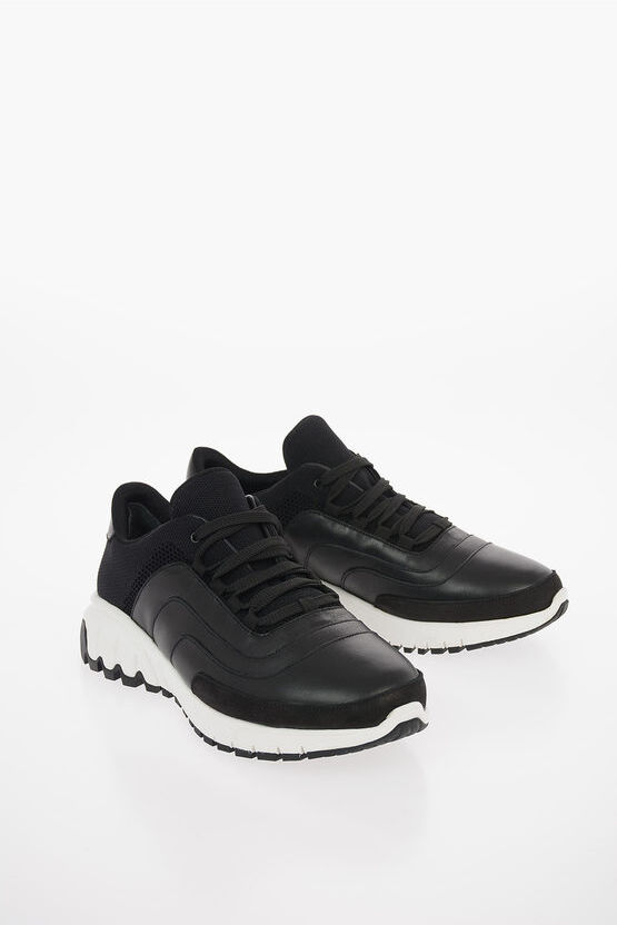 Neil Barrett Mesh Leather Details URBAN Low-Top Sneakers Größe 42