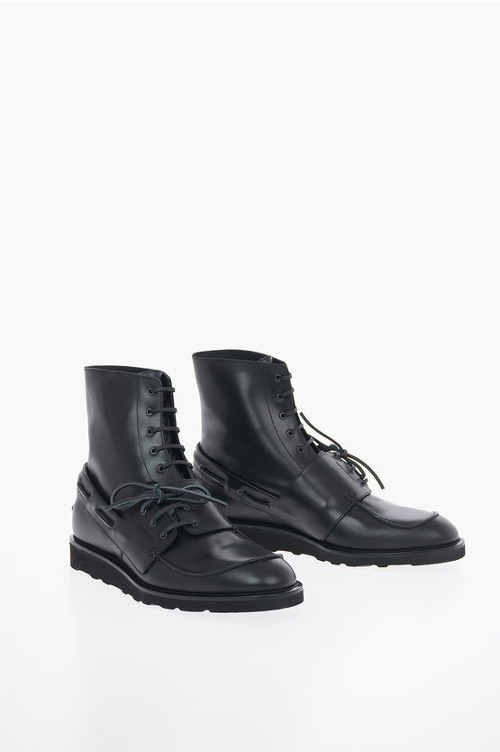 Maison Margiela MM22 Leather Asymmetrical Double Laces Ankle Boots Größe 42