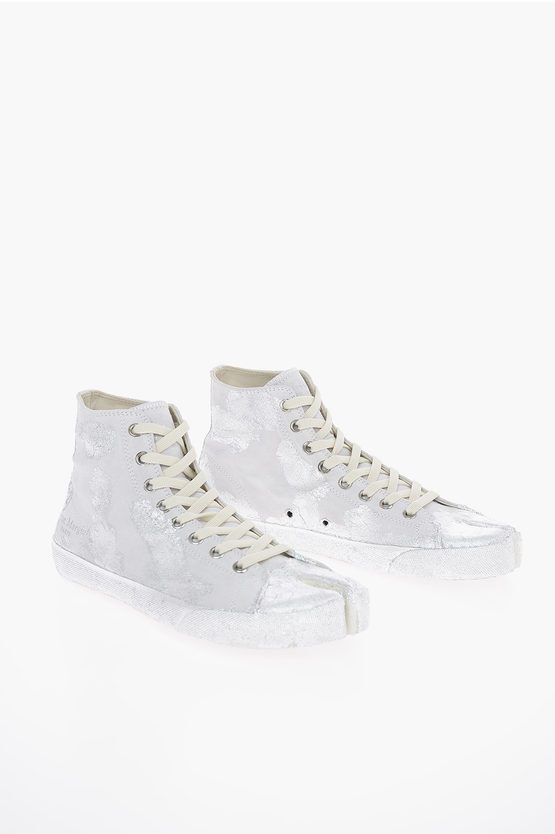 Maison Margiela MM22 Silver Laminated TABI High-Top Sneakers Größe 43