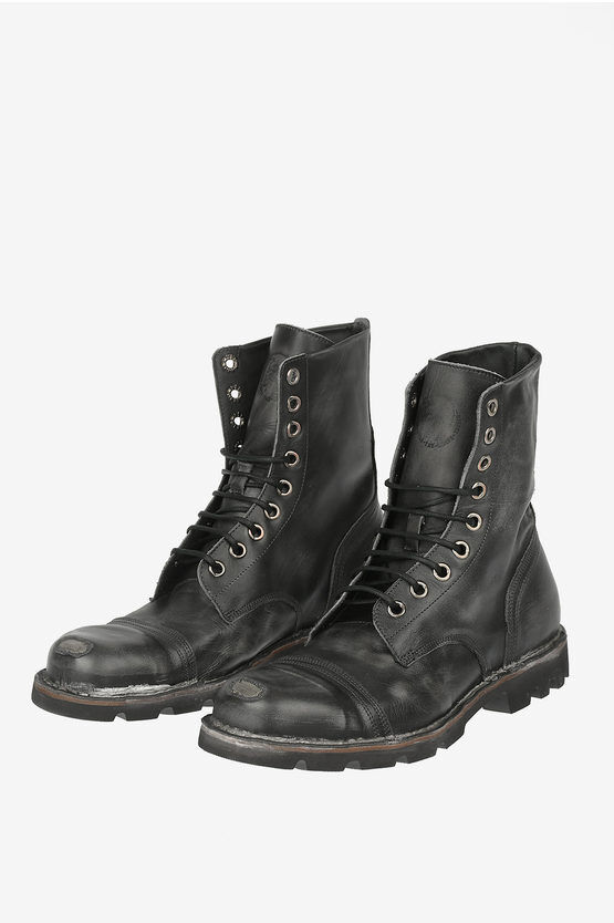 Diesel Vintage Effect Leather STEEL Boot Größe 46