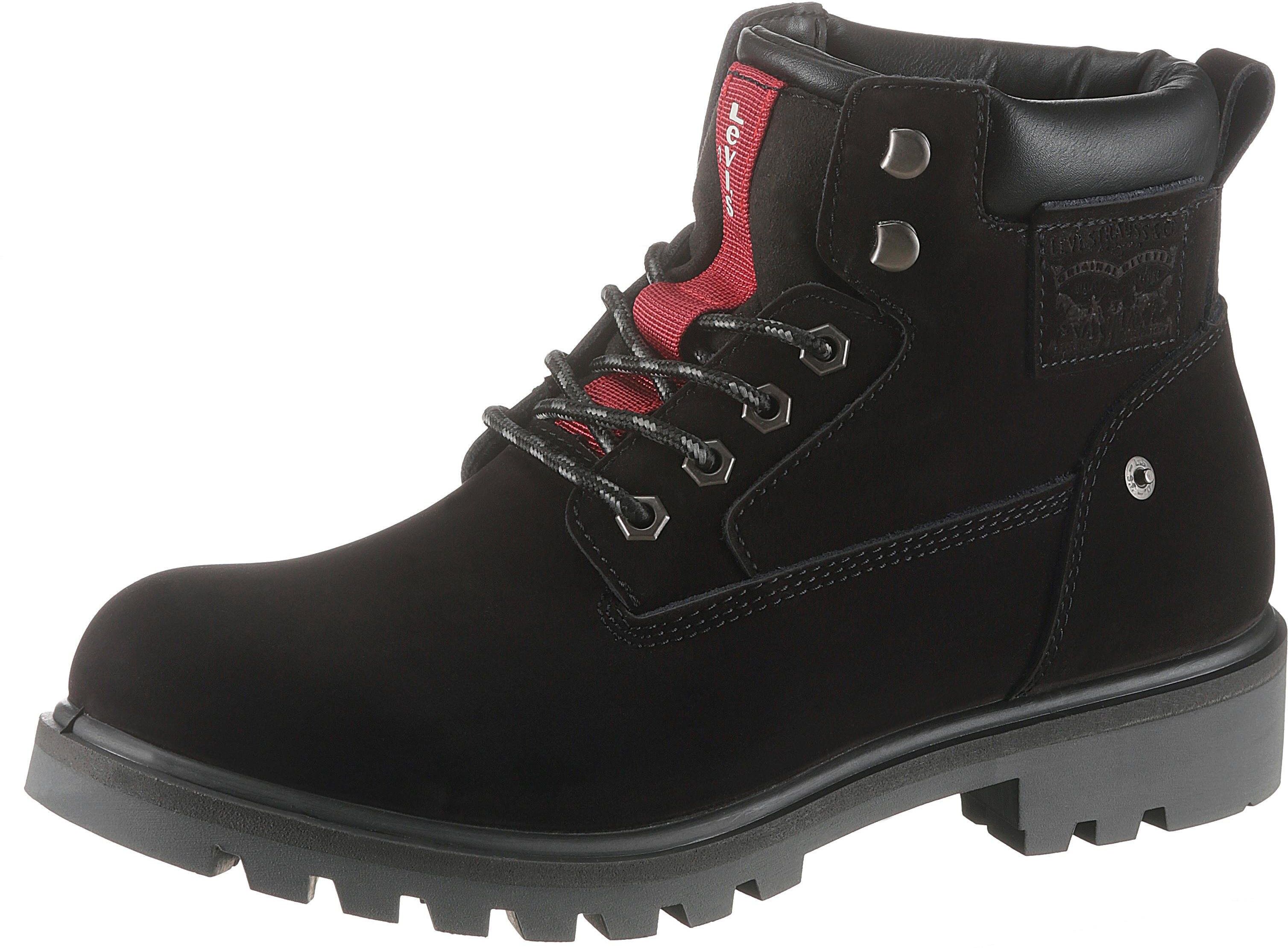 Levi's® Schnürboots mit gepolstertem Schaftrand, schwarz