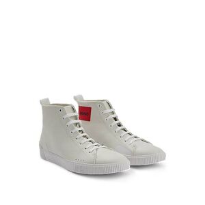 HUGO Grained-leather trainers with red logo label