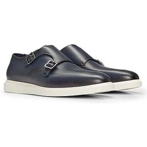 Boss Leather monk shoes with contrast outsole and double strap