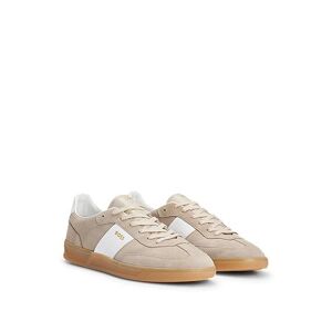 Boss Suede-leather lace-up trainers with branding