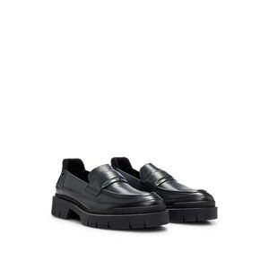 HUGO Nappa-leather moccasins with padded penny trim