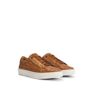 Boss Gary Italian-made woven trainers in leather and suede