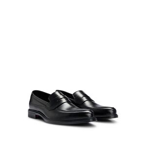 HUGO Leather loafers with penny trim and rubber sole