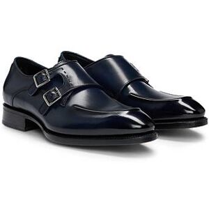 Boss Double-strap monk shoes in leather with heel detail