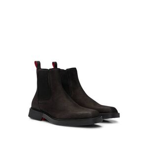 HUGO Square-toe Chelsea boots in suede with signature details