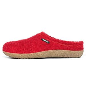 GIESSWEIN Veitsch Slippers, Indoor/Outdoor Felt Slippers for Men and Women, Leather Footbed Inserts, Warm Unisex Slippers, Robust Mules, Non-Slip Wool Slippers Red 42 EU