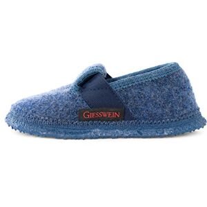 GIESSWEIN Türnberg Slippers Closed Children's Slippers Made of Wool Felt   Wam Slippers for Girls and Boys   Non-Slip Rubber Sole   Felt Slippers, Blue 527 Jeans, 25 EU