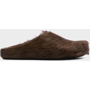 Marni Long Hair Calfskin Fussbett Sabot Brown 45