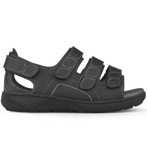 New Feet Frode Ekstra Brede Sandaler Hælkappe Velcro Herre Sort 45