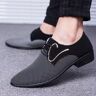 OhBaby Trajes de negocios informales para hombres Zapatos de cuero de moda con cordones esmerilados que combinan con todo y punta estrecha