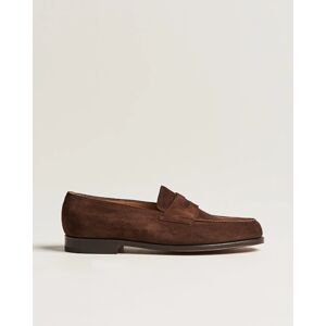 John Lobb Lopez Penny Loafer Dark Brown Suede - Valkoinen - Size: S M L XL XXL - Gender: men