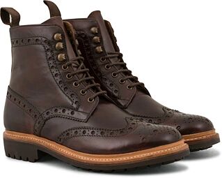 Grenson Fred Brogue Boot Commando Sole Brown Calf