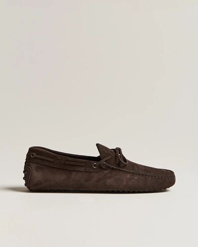 Tod's Laccetto Gommino Carshoe Dark Brown Suede