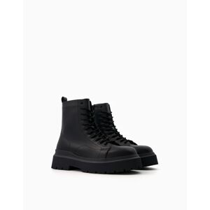 Bershka Bottines À Lacets Semelle Crantée Homme Homme 43 Noir - Publicité