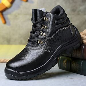 Chaussures De Sécurité Hommes Bottes De Sécurité En Cuir Travail Antidérapante Embout Acier Semelle Anti-Perforation 39 - Aiducho - Publicité