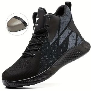 Ugreat - Chaussures de travail de sécurité à bout en acier pour hommes et femmes - Baskets industrielles montantes légères et respirantes anti-perforation,Black-44 - Publicité