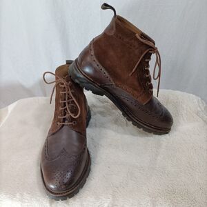 Boots à lacets en cuir et nubuck marron - Dirndl + Bua - Pointure 43 estimé Fauve 43 - Publicité