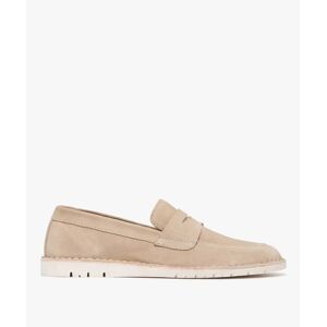 Mocassins homme unis dessus en cuir suede style urbain - Taneo - 43 - beige - TANEO beige