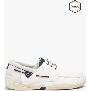 Chaussures bateau homme confort dessus cuir - Taneo - 42 - blanc - TANEO blanc