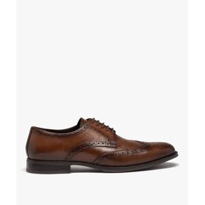 Derbies homme dessus en cuir uni a bout fleuri - Taneo - TANEO marron