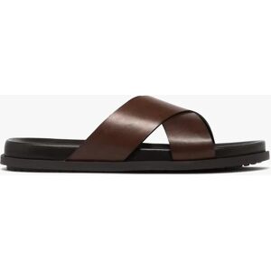 Mules homme unies a brides larges croisees dessus en cuir - Taneo - 45 - marron - TANEO marron