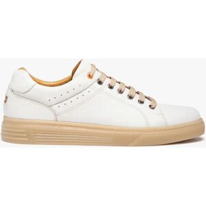 Baskets homme dessus cuir uni et lacets contrastes ? Taneo - 41 - blanc - TANEO blanc