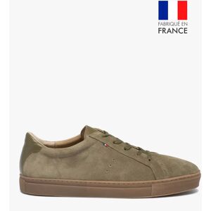 Baskets homme unies dessus et interieur cuir ? Taneo - 40 - kaki - TANEO kaki