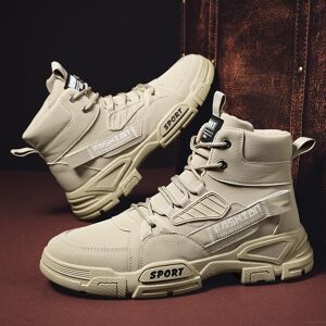 LEOSOXS Sneakers Meilleures bottes de travail pour hommes, chaussures d'extérieur tendance pour hommes, bottes montantes en cuir à semelles épaisses, bottes décontractées pour hommes - Publicité