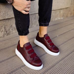 Hommes chaussures baskets bordeaux rouge cuir artificiel automne saison bande élastique sans lacet confortable mariage couture blanc semelle bureau CH253