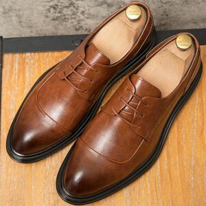 Chaussures formelles pour hommes de style européen chaussures pointues respirantes en cuir chaussures Oxford pour hommes 37-45 - Publicité