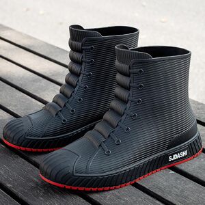 Bottes de pluie en caoutchouc pour hommes, bottes de travail imperméables à enfiler, mi-mollet, confortables, rouges, antidérapantes, chaussures de pêche pour hommes - Publicité