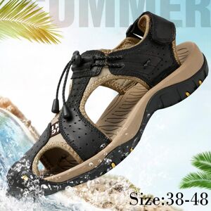 Brotherhood Sandales décontractées pour hommes, chaussures en cuir, chaussures de plage d'été, pataugeoire, grande taille 38-48 - Publicité