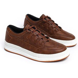 Hommes Chaussures Sneakers Tan Couleur Faux Cuir À Lacets Marron Printemps et Automne Saisons Respirant Léger Marque Tendance Mariage Formelle CH040