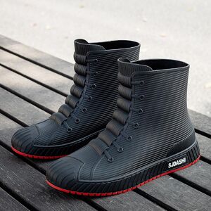 Bottes de pluie en caoutchouc pour hommes, bottes de travail imperméables à enfiler, mi-mollet, confortables, rouges, antidérapantes, chaussures de pêche pour hommes - Publicité