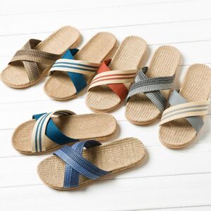 Hot New Summer Men Flax Flip Flop Canvas Linen Non-Slip Designer Flat Sandals Home Slippers Man Fashion Slides Casual Straw Shoe - Publicité