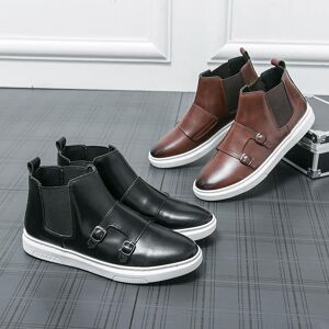 lfy shoes Moines en cuir noir pour hommes, baskets blanches décontractées, chaussures pour hommes, grande taille - Publicité