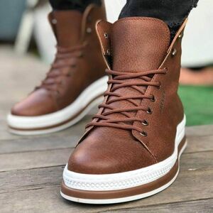 Hommes Chaussures Bottes Marque Tan Couleur Cuir Artificiel Hommes Bottes Hiver Neige Bottes À Lacets En Cuir Marron Baskets Super Chaud Extérieur CH055