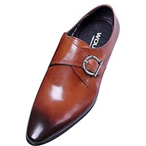 ZYUEER Oxford Flats Homme, Boucle en Métal, Chaussures de Ville Pointues Derby Mariage Dressing Business Cuir Vernis Vintage Britanique Shoes - Publicité