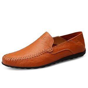 Remxi Hommes Mocassins Cuir pour Loafers Chaussures Slip on Bateau et Mocassins Chaussures Mode Penny Confort Chaussures Rouge Marron 42 EU - Publicité
