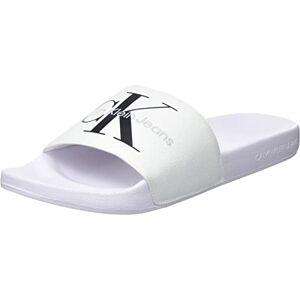 Calvin Klein Jeans Tongs Slide Monogram Co Sandales de Bain Homme, Blanc (Bright White/Black), 41 - Publicité