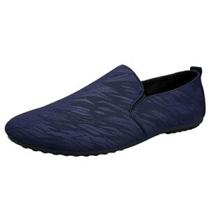 Susenstone Mocassins en Toile Hommes Loafers Casual Vintage Slip-on Bateau Baskets Mode Basses Chaussures De Ville Flats (40 EU, Bleu) - Publicité