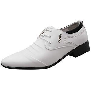 Gsheocm Chaussures pour homme Mode d'affaires Été et automne Chaussures en cuir Chaussures pointues Talon bas Fermeture éclair Creux Respirantes Loisirs Chaussures blanches pour homme - Publicité