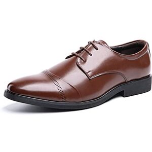 Hitmars Chaussure Homme Derby Oxford Homme Classique Brogues Casual Mariage Chaussures Dressing Lacets Cuir Vernis Marron 2 Taille 37 - Publicité