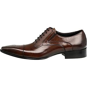 ZYUEER Oxford Homme, Chaussures de Ville pour Hommes Cuir Pointues Lacets Derby Mariage Dressing Business Cuir Vernis Vintage Noir Marron - Publicité